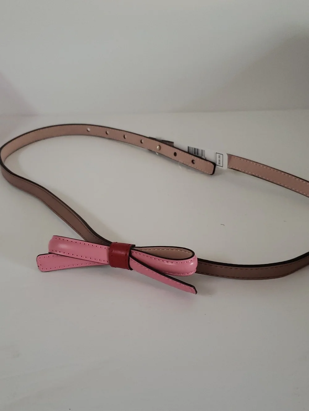 Kate Spade Bow Accent Adjustable Women's Belt in Pink and Brown, Large